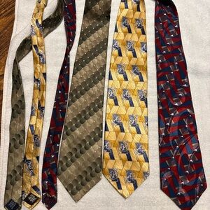John Ashford Silk Tie Set — Gold, Olive, Red & Blue